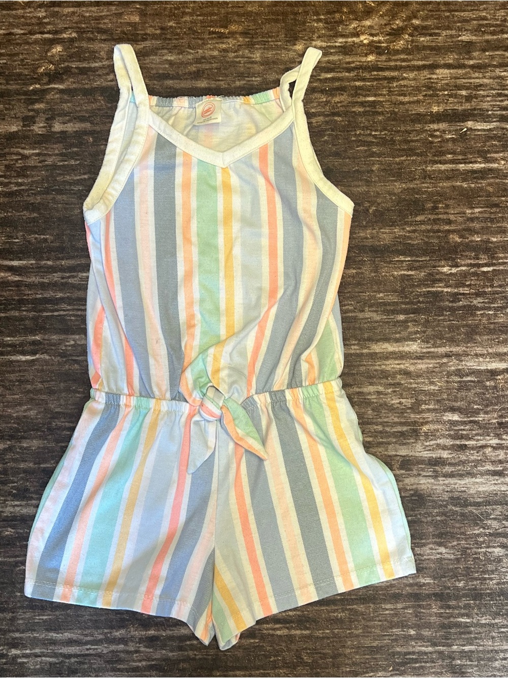 Girls' Striped Spaghetti Strap Pastel Romper